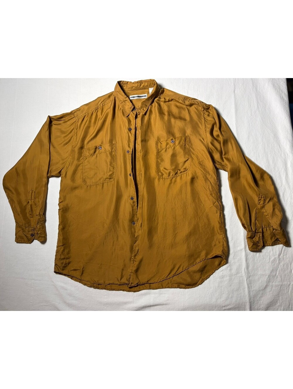 Women's Brown Silk Button Down Shirt